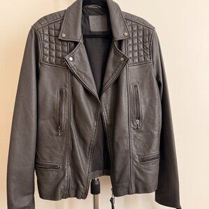Rowley Leather Biker Jacket - ANTHRACITE GREY (Never worn)